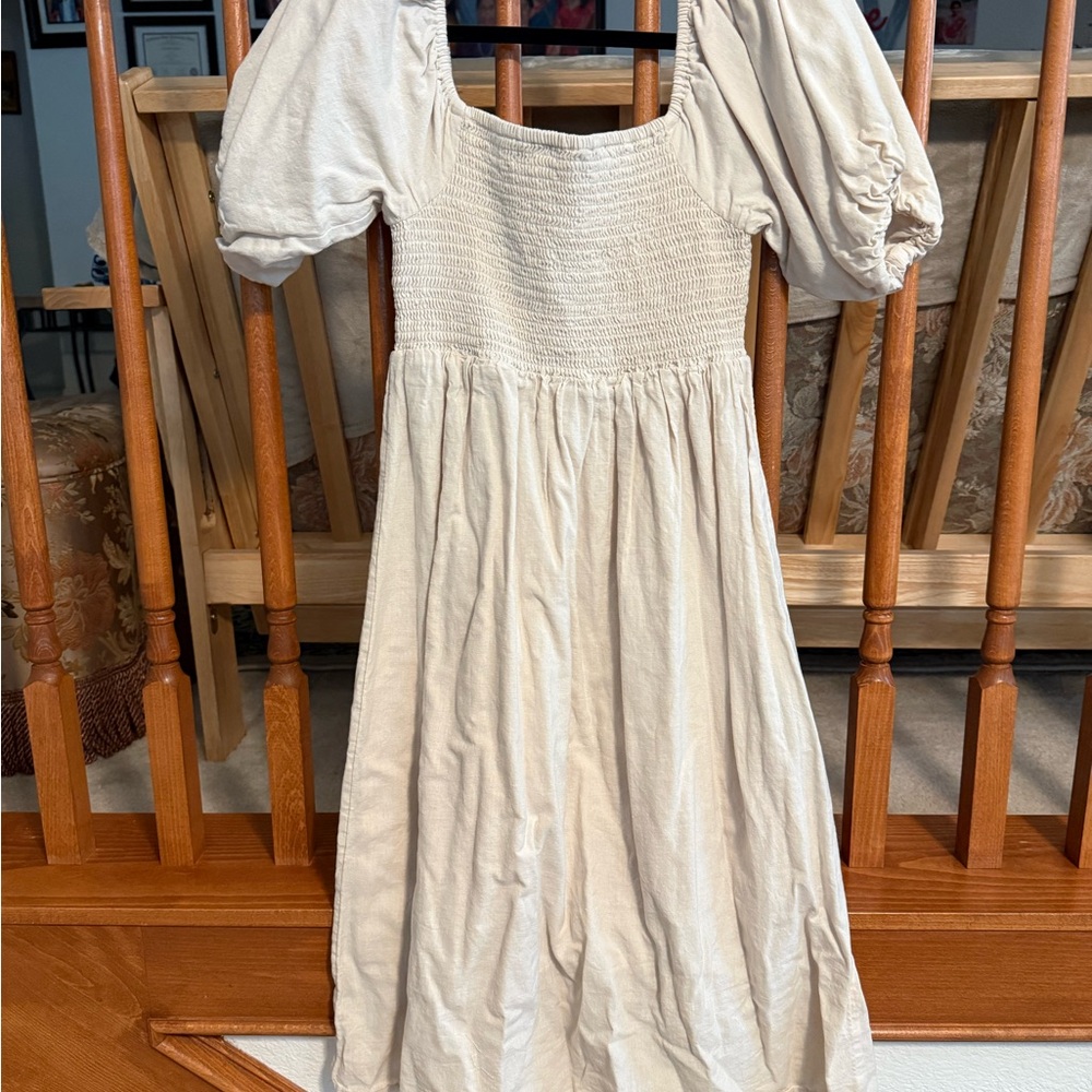 7 For All Mankind Cream Midi Dress